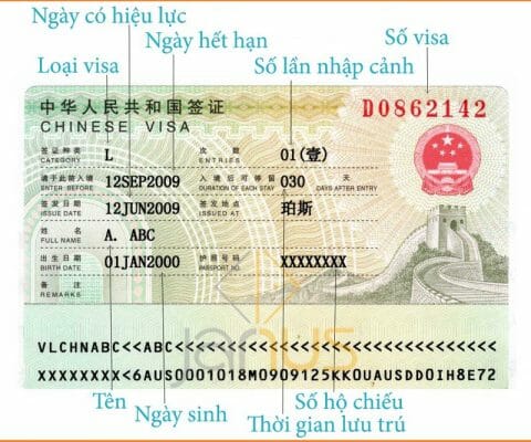Thông tin cơ bản trên visa Trung Quốc